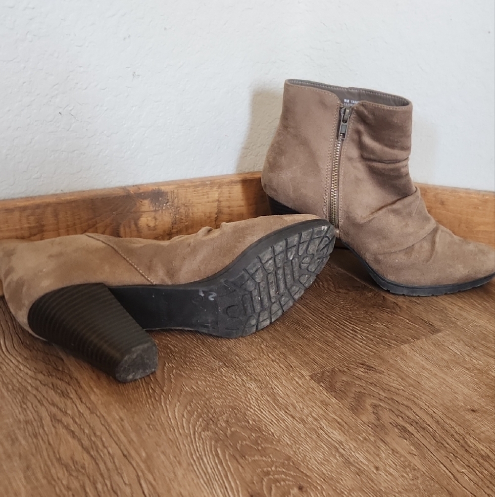 Women's Taupe Suede Ankle Boots with Side Zip